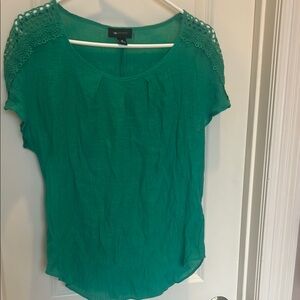 Teal Lace-Shoulder Women's Top